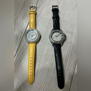 Yellow and Black Crocodile Pattern Watches Set of 2